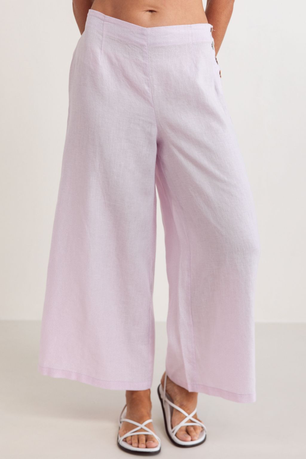 Linen Palazzo Pant - Pink