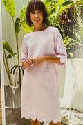 Linen Scallop Edge Dress - Pink