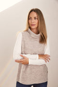 Boiled Wool Cowl Neck Vest - Natural