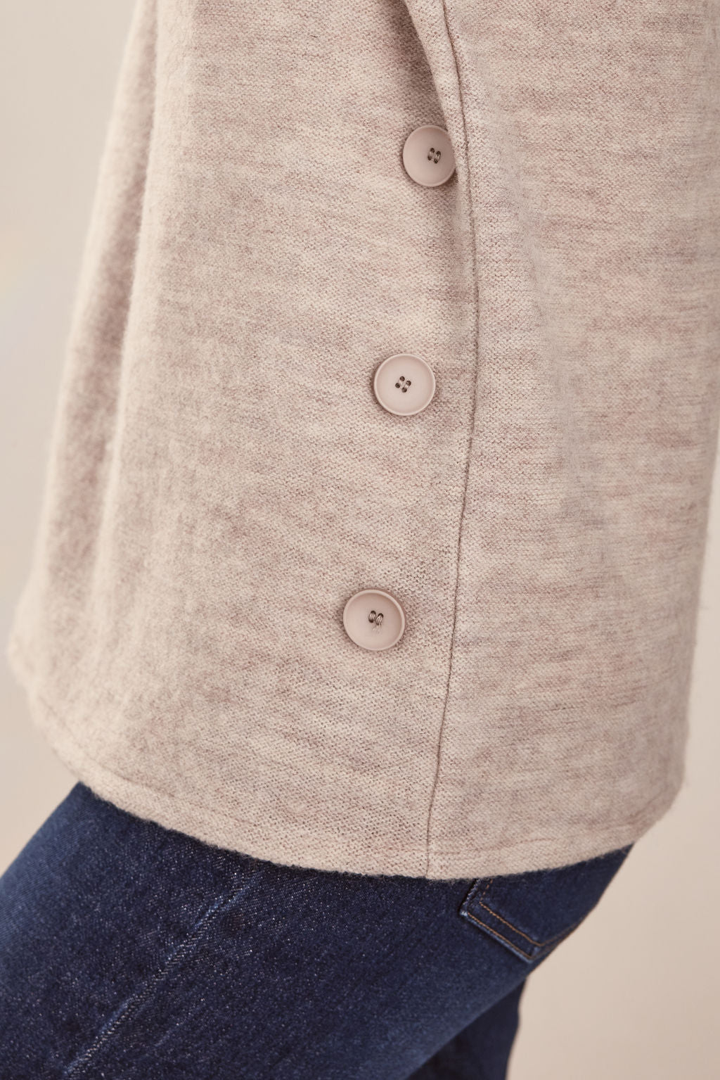 Boiled Wool Cowl Neck Vest - Natural