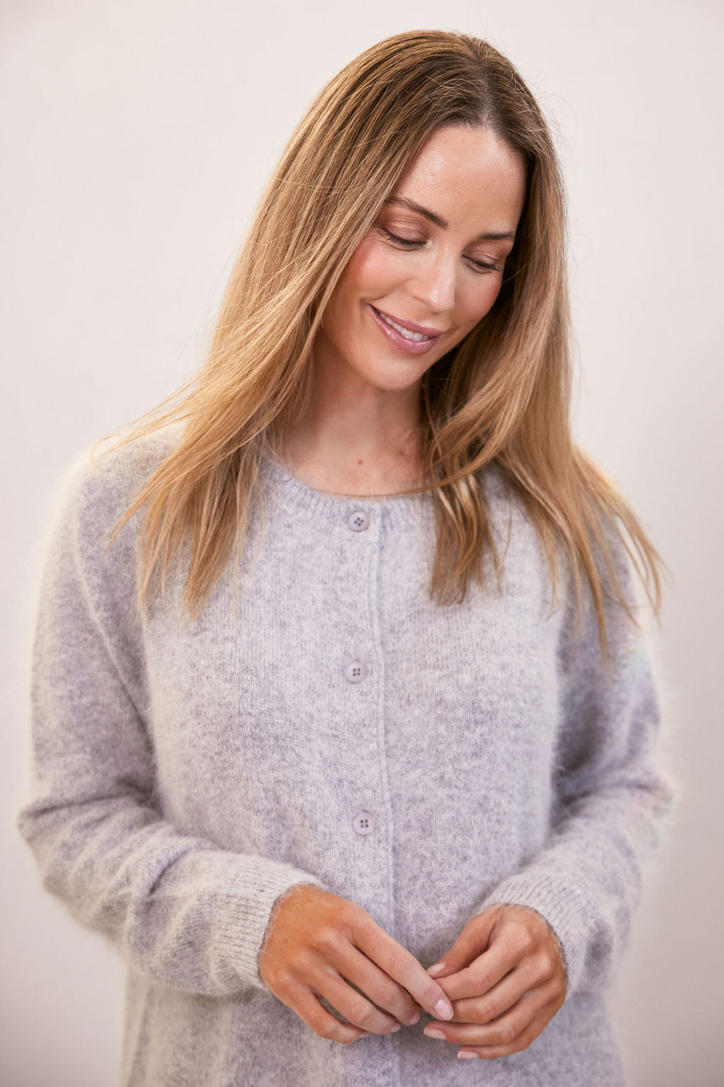Angora, Nylon Cardigan - Silver