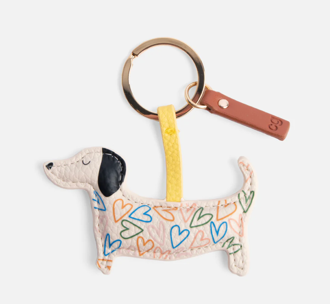 Multi Outline Hearts Sausage Dog Keyring