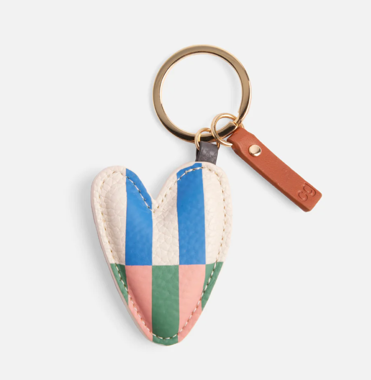Multi Stripe Printed Heart Keyring