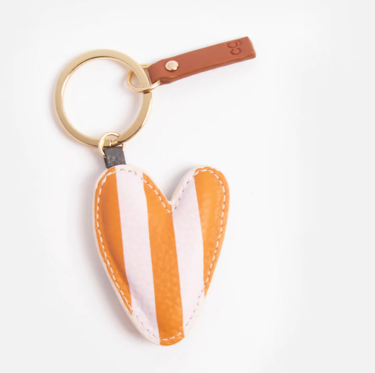 Multi Stripe Printed Heart Keyring