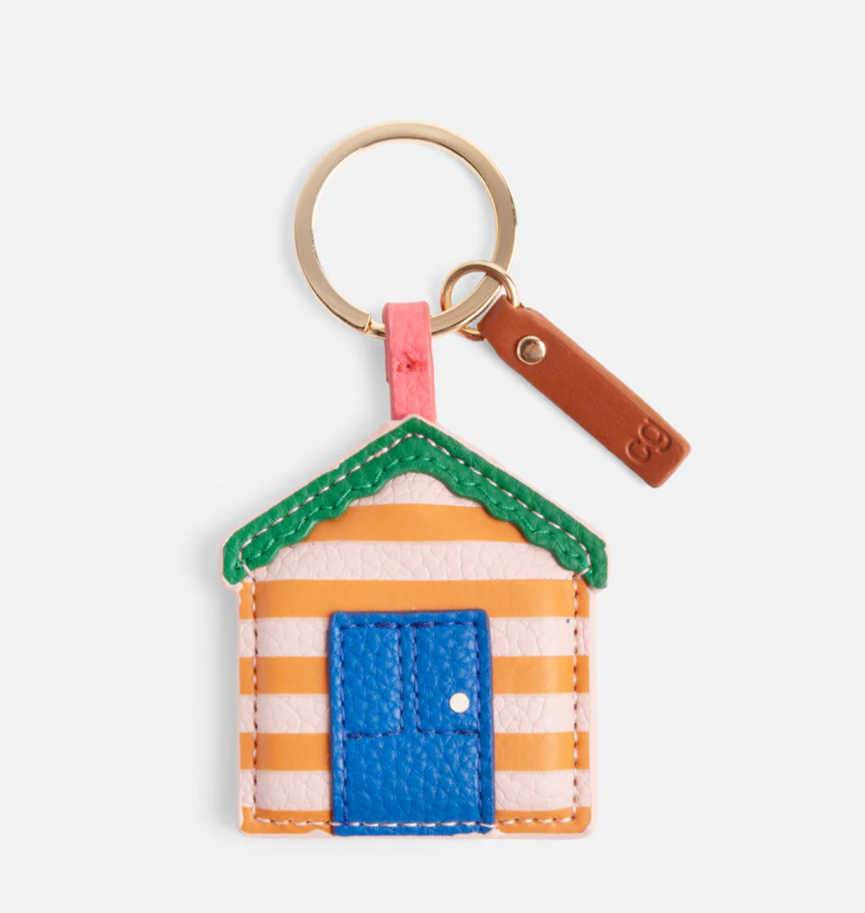 Striped Beach Hut Keyring