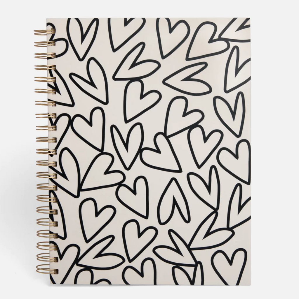 Mono Outline Hearts Spiral A4 Hardback Notebook