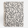 Mono Outline Hearts Spiral A4 Hardback Notebook