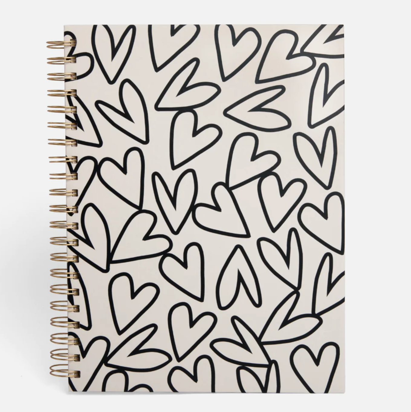 Mono Outline Hearts Spiral A4 Hardback Notebook