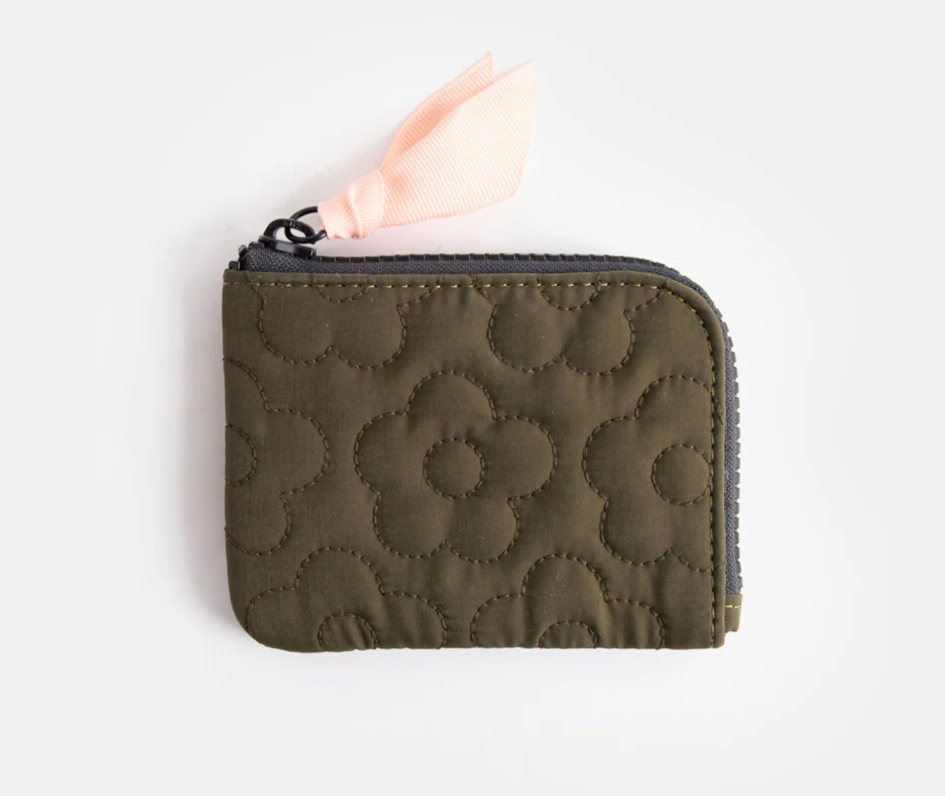 Khaki Flower Quilt Corner Purse