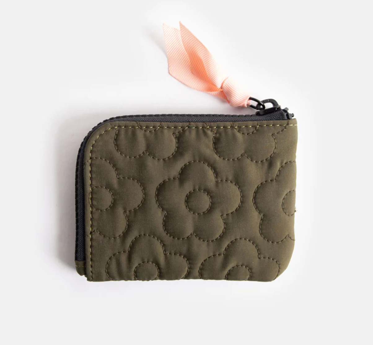 Khaki Flower Quilt Corner Purse