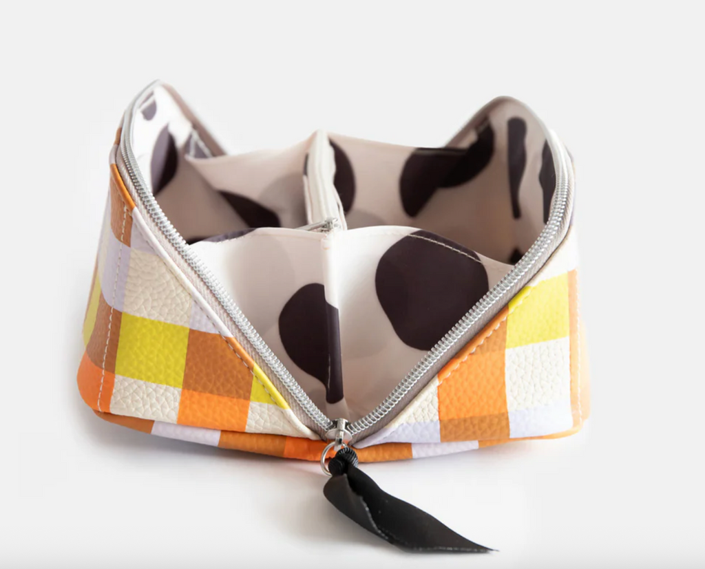 Multi Check Flat Lay Cosmetic Bag