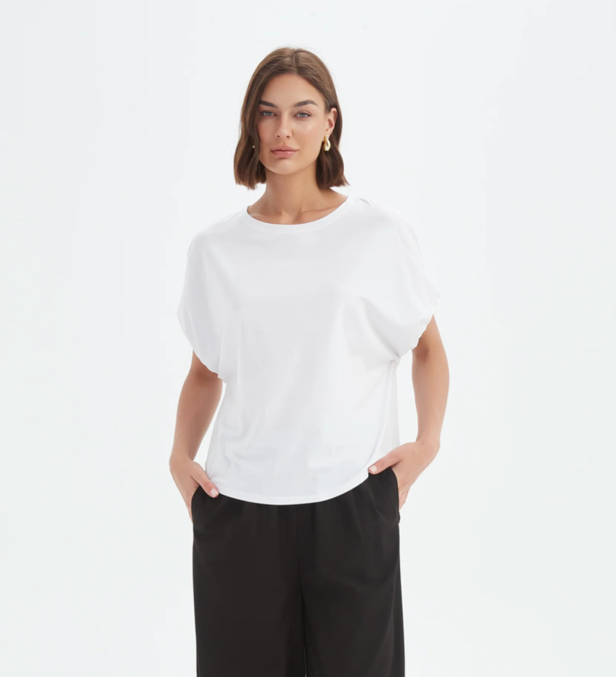 Bubble Sleeve Tee - White
