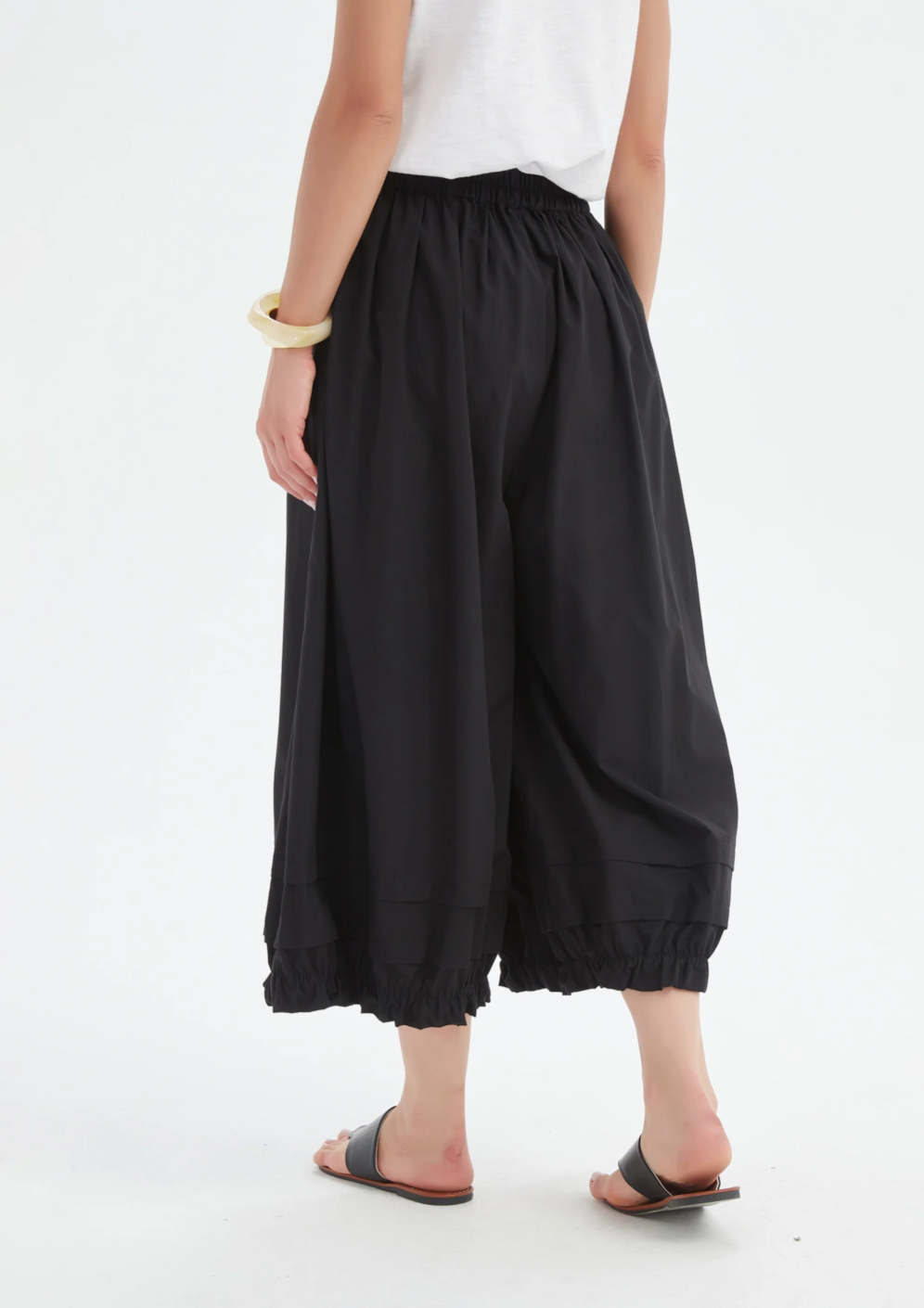 Ruffle Cuff Easy Pant - Black