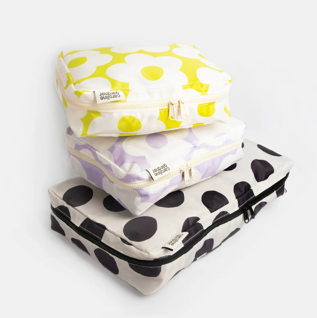 Mono spot/flowers set of 3 packing cubes