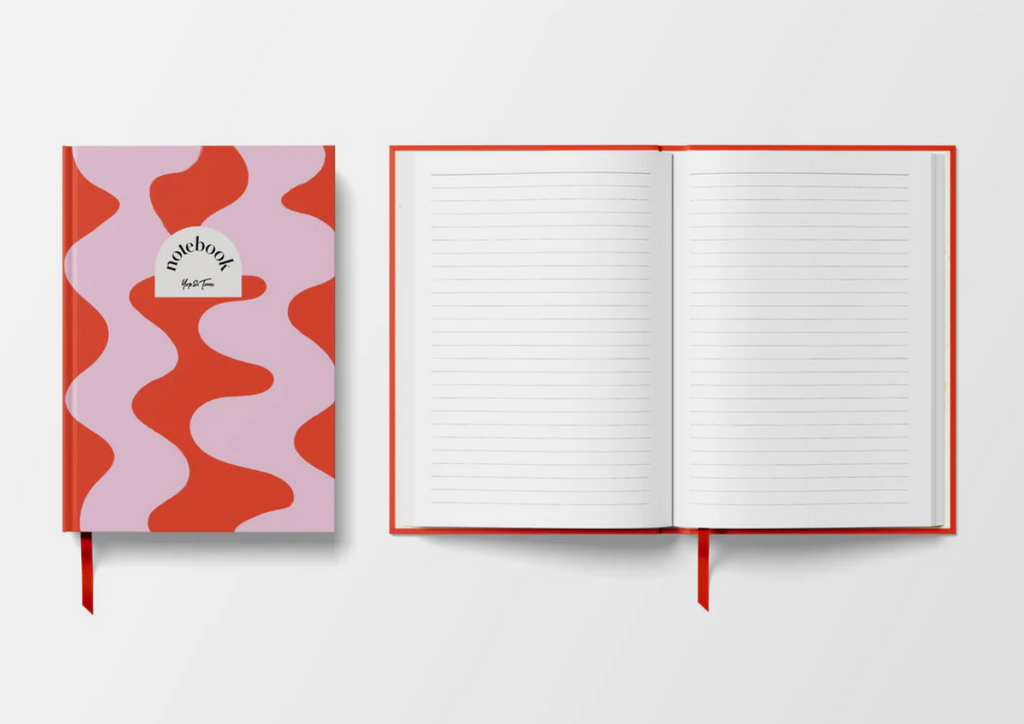 Lined Notebook (A5) – Red Ripple