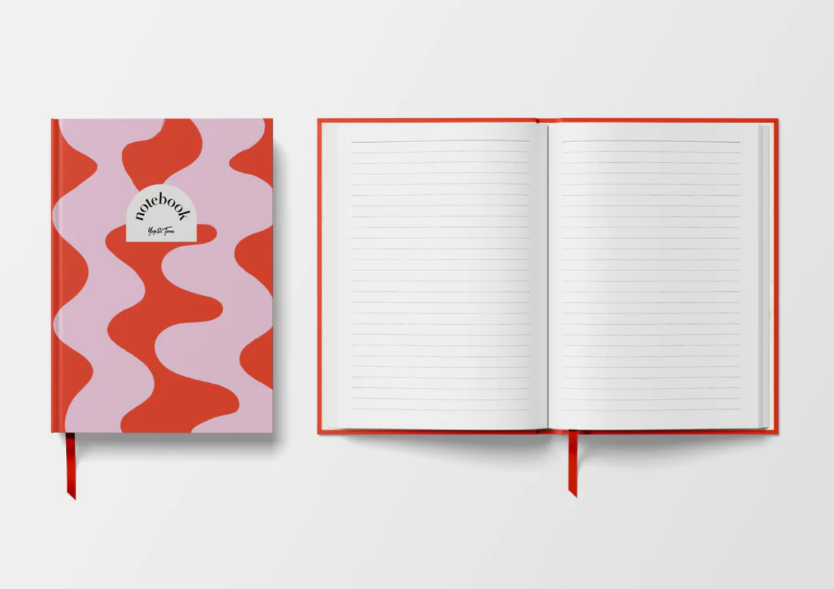 Lined Notebook (A5) – Red Ripple