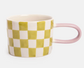 Green Check Ceramic Mug