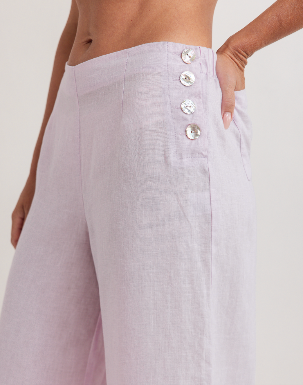 Linen Palazzo Pant - Pink