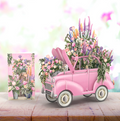 The Pink Flower Car - 3D Pop Up Greetings Card