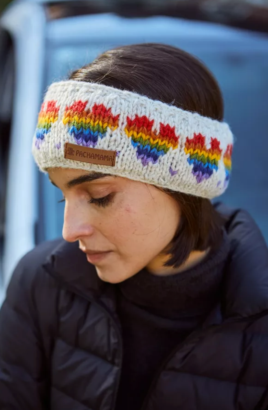 Rainbow Heart Headband Oatmeal