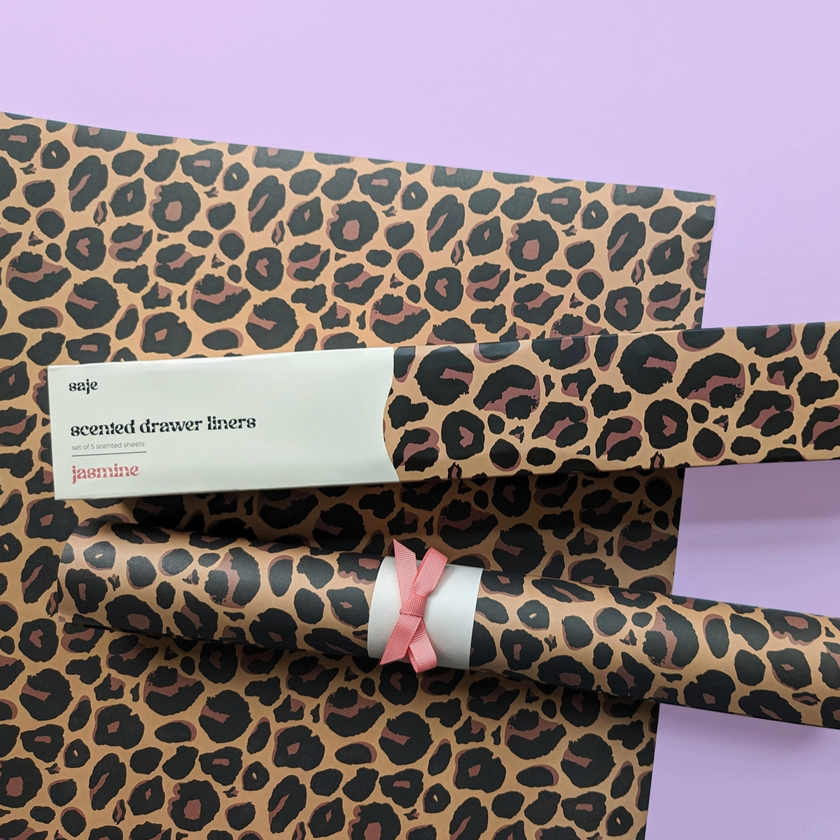 Saje Scented Drawer Liner - Set of 5 Jasmine - Leopard Print Design
