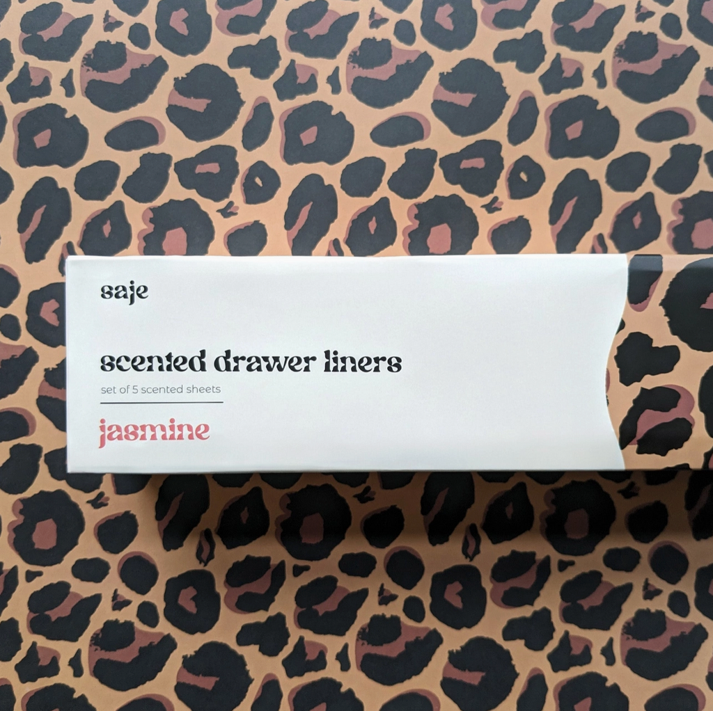 Saje Scented Drawer Liner - Set of 5 Jasmine - Leopard Print Design