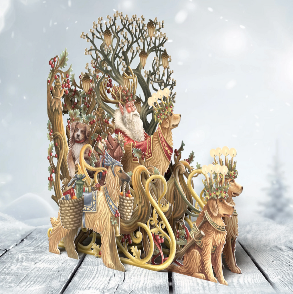 Santa's Dog Sleigh - 3D Pop Up Christmas Card