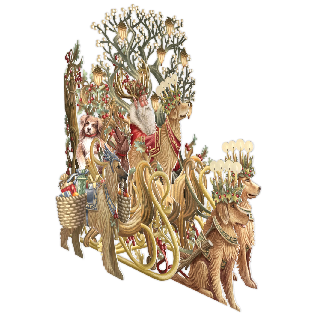 Santa's Dog Sleigh - 3D Pop Up Christmas Card