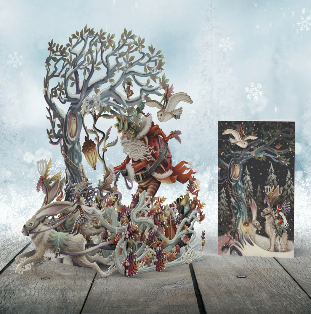 Hare Racing - 3D Pop Up Christmas Card