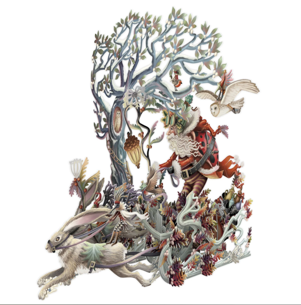 Hare Racing - 3D Pop Up Christmas Card