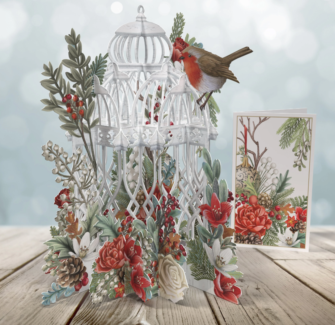 Christmas Flower Cage - 3D Pop Up Christmas Card