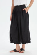 Ruffle Cuff Easy Pant - Black