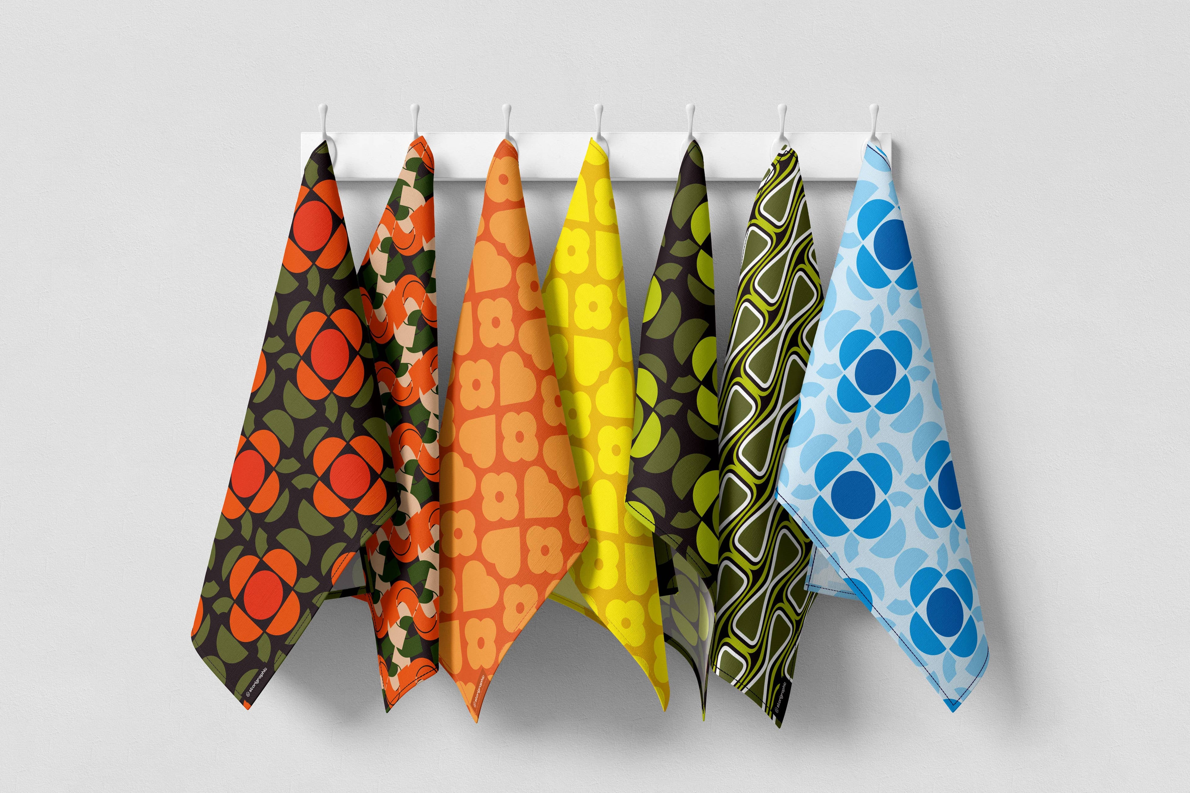 Boho Green 4 - Seventies Series - Cotton Tea Towel