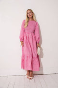 Elisa Pink & White Gingham Dress: Pink