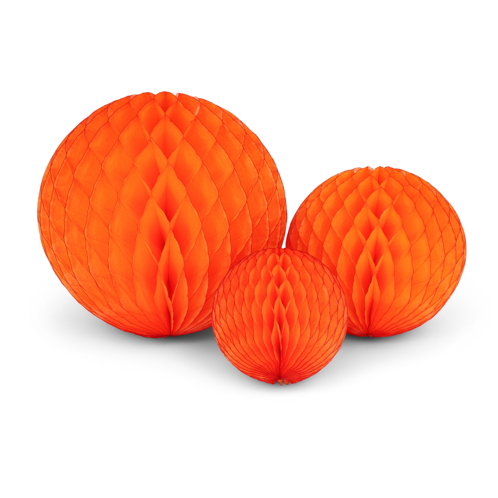 Honeycomb Ball Trio: Bright Orange