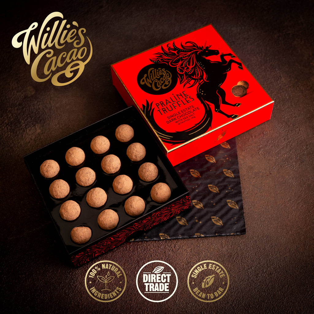Dark Chocolate Praline Truffles w. Sea Salt. Vegan. x16 110g