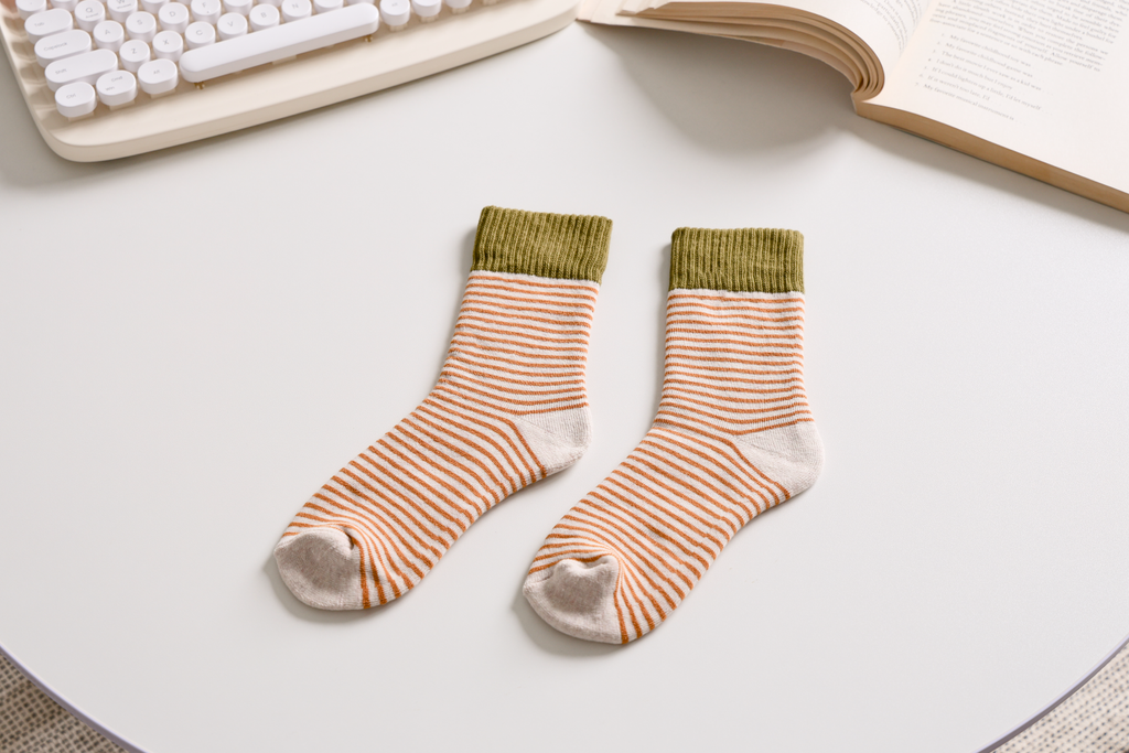 Women's Striped Cotton Socks - Soft, Breathable & Stylish: Grey/Black