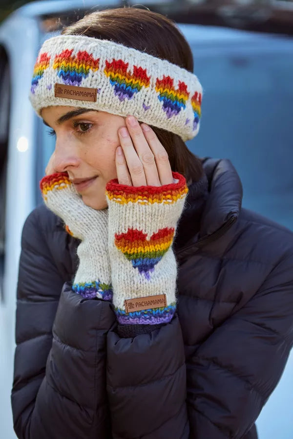 Rainbow Heart Headband Oatmeal