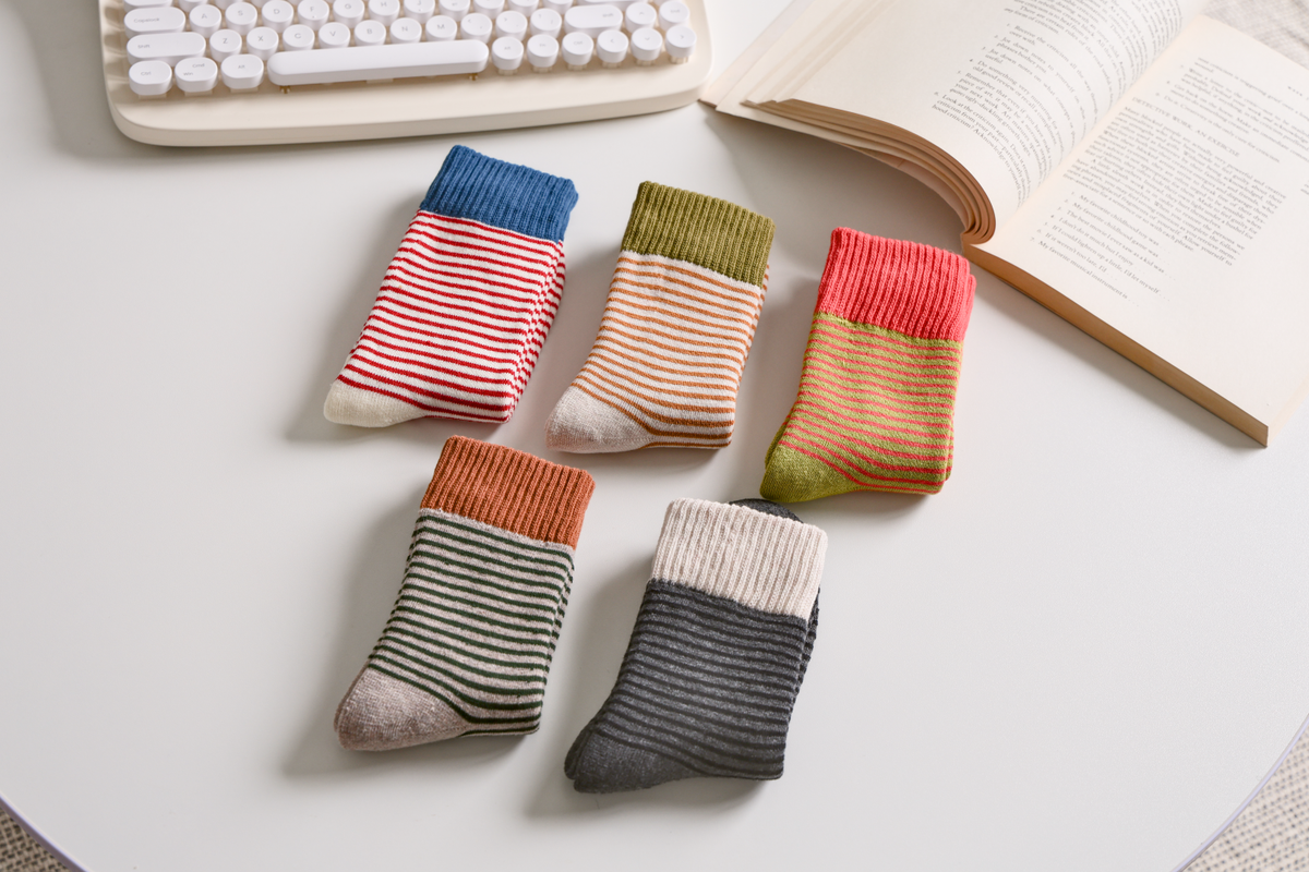 Women's Striped Cotton Socks - Soft, Breathable & Stylish: Grey/Black