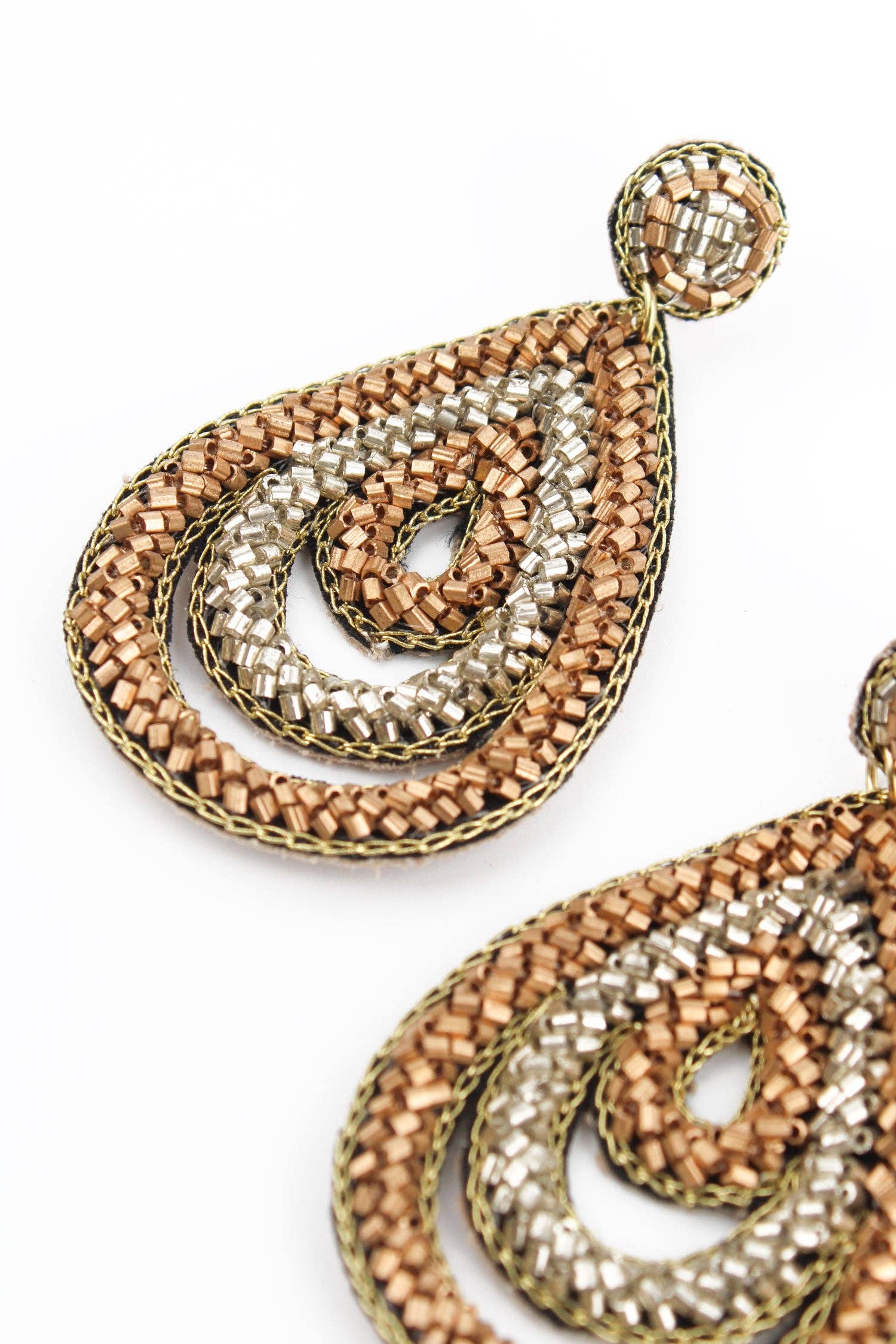 GOLD AND SILVER TEARDROP EARRINGS