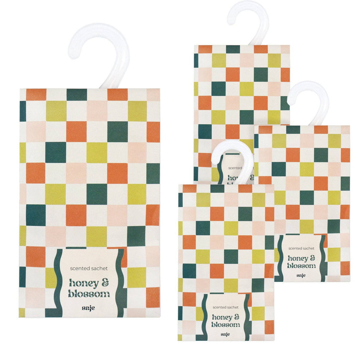 Saje Scented Hanging Sachet - Set of 4 Honey and Blossom - Chess Design