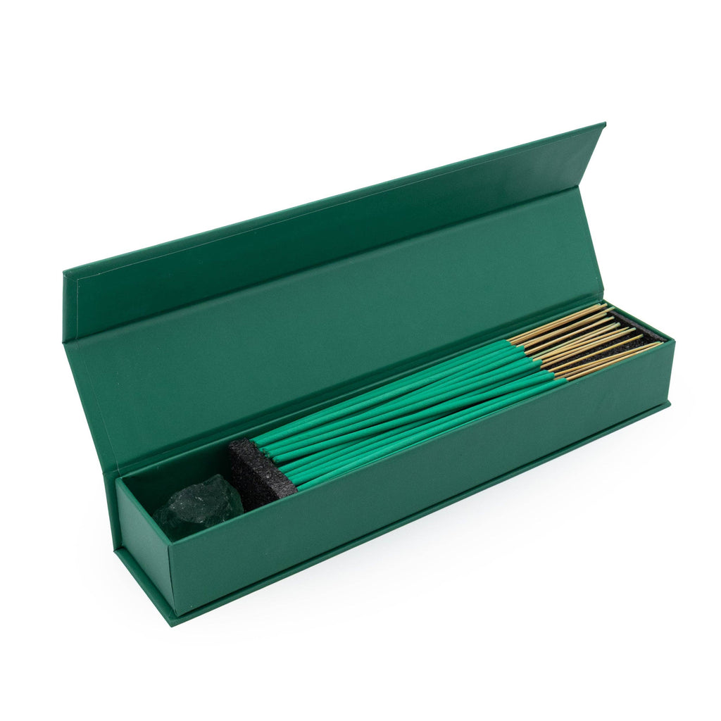 Abundance Incense and Crystal Holder - Sage Scent with Jade Crystal