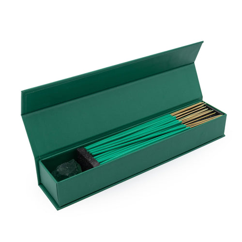 Abundance Incense and Crystal Holder - Sage Scent with Jade Crystal