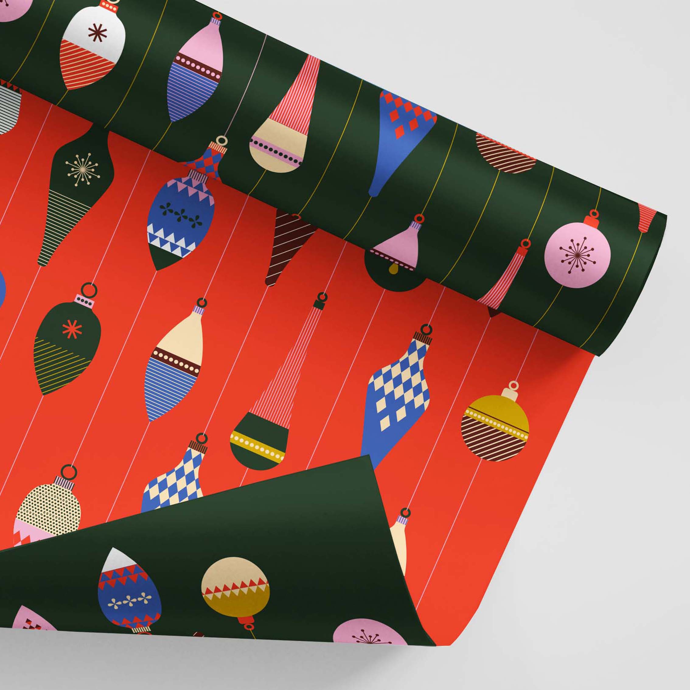 Double-Sided Vintage Baubles - Christmas Wrapping Paper