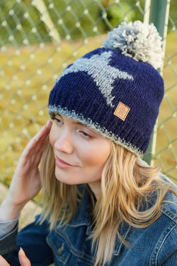 Star Bobble Beanie Navy