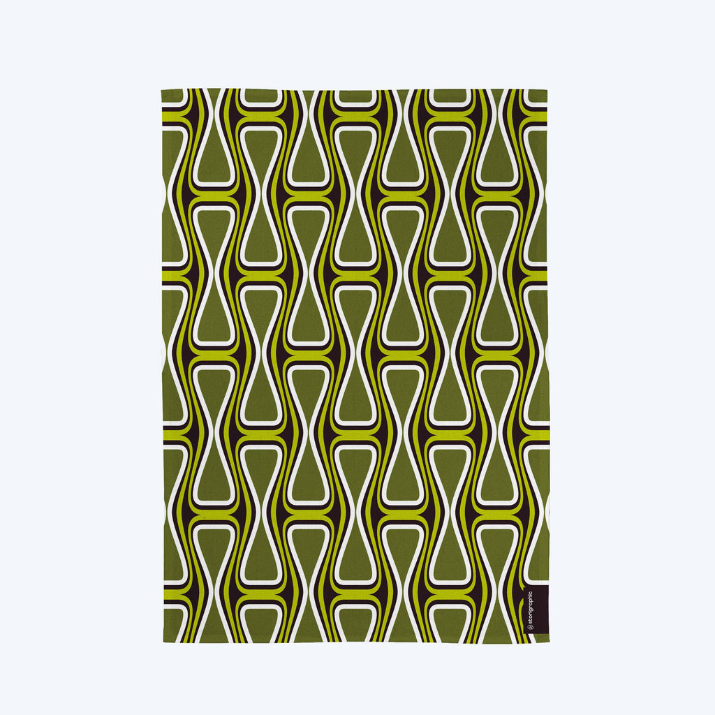 Boho Green 4 - Seventies Series - Cotton Tea Towel